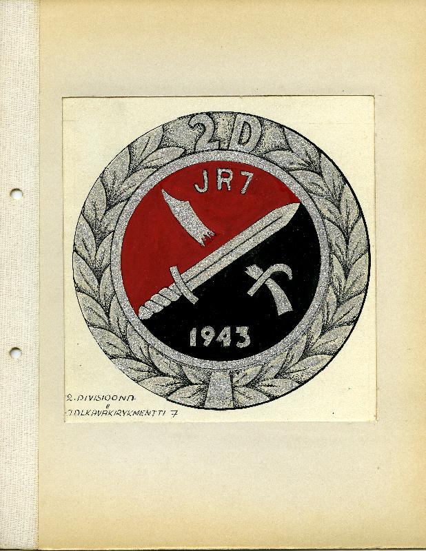 Esikatselukuva: Jatkosodan rintamajoukko-osastojen merkkien kuvat: 2. divisioona, jalkaväkirykmentti 7