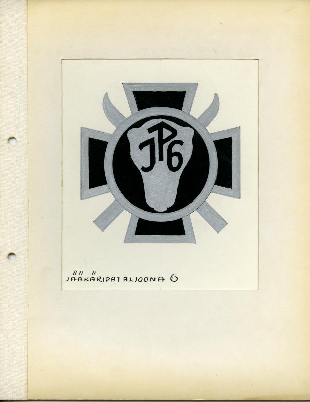 Esikatselukuva:&nbsp;Jatkosodan rintamajoukko-osastojen merkkien kuvat: Jääkäripataljoona 6
