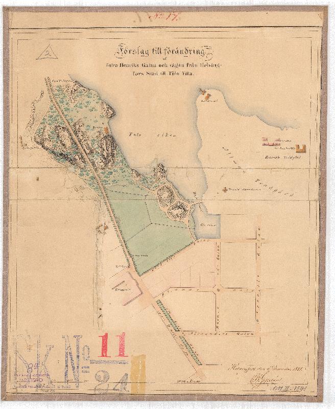 Esikatselukuva:&nbsp;Förslag Till Förändring Af Östra Henriks Gatan Och Vägen Från Helsingfors Stad Till Tölö Villa