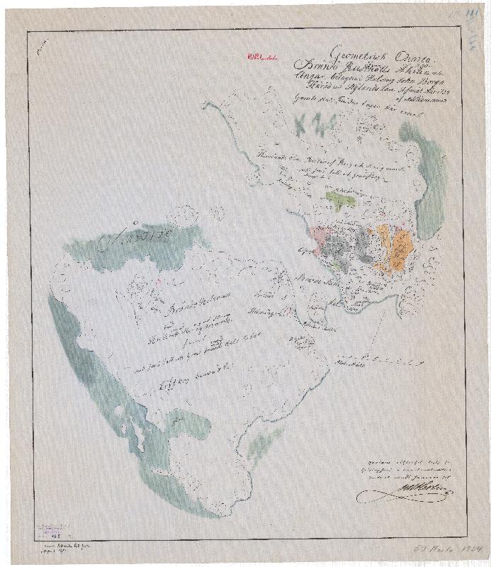 Esikatselukuva: Geometrisk Charta Öfver Brändö Rusthålls Ägor
	
		Kopio v. 1917
