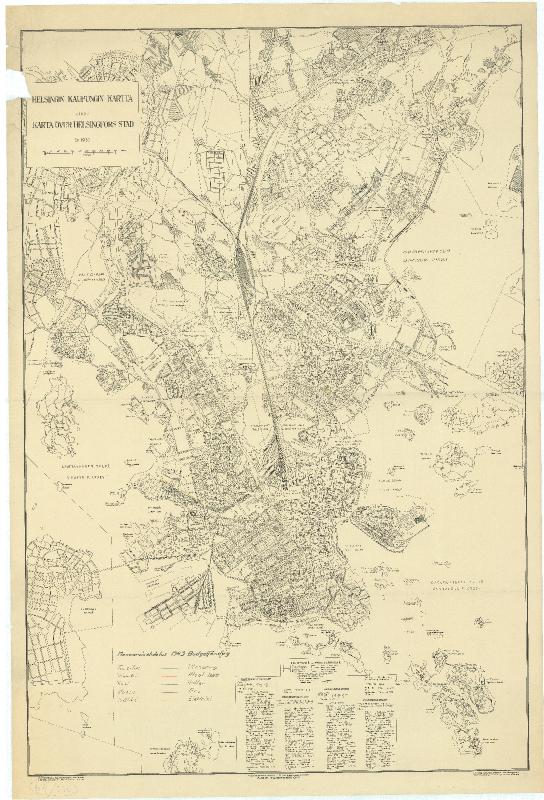 Esikatselukuva: Helsingin Kaupungin Kartta, Menoarvioehdotus 1943, Tasoitus Viemäri, Vesi, Kaasu Ja Sähkö
	
		Suunnitelma, ei välttämättä toteutunut