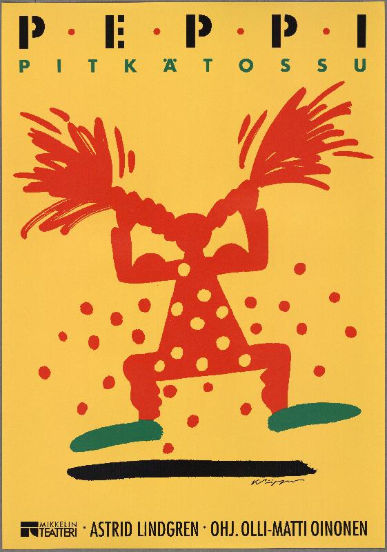 Esikatselukuva: Peppi Pitkätossu
	
		Astrid Lindgren
Peppi Pitkätossu, Pippi Longstoking
70 x 100 cm
Asiakas: Mikkelin Teatteri