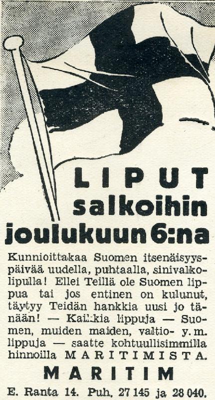 Esikatselukuva: Suomen lippu -mainos
	
		Liput salkoihin joulukuun 6:na