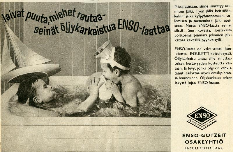 Esikatselukuva: Enso-laatta
	
		Laivat puuta, miehet rautaa - seinät öljykarkaistua ENSO-laattaa.