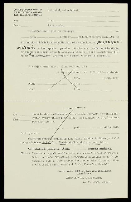 Esikatselukuva:&nbsp;Sortovuosien 1902-04 Kutsuntalakkolaisten Toimikunta
	
		Sortovuosien 1902-04 Kutsuntalakkolaisten Toimikunta S: ilmoituslomake