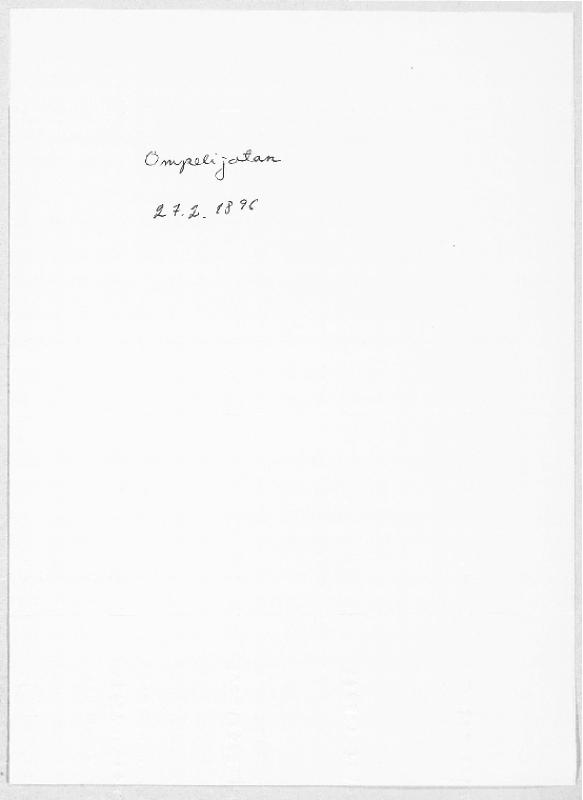 Esikatselukuva: Ompelijatar. 27.2.1896. Käsikirj.