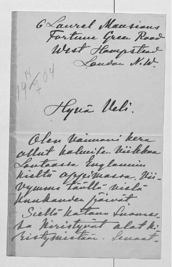 Esikatselukuva: Forsström, O.A.
	
		Forsström, O.A. (Lontoo): S: 14.7.1904.