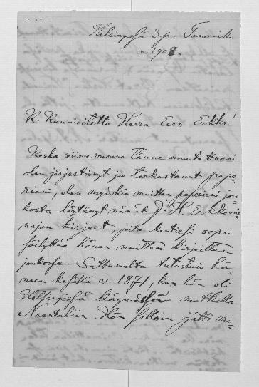 Esikatselukuva: Salenius, J.M.
	
		Salenius, J.M. (Helsinki): S: 3.1.1908.