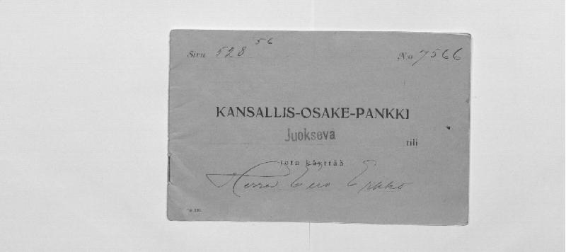 Esikatselukuva: Pankkiasiat K.O.P:n pankkikirjat: Juokseva tili: 16.6.1917 - 2.4.1921, Korkokuranttitili: 18.5.1922 - 1.4.1927