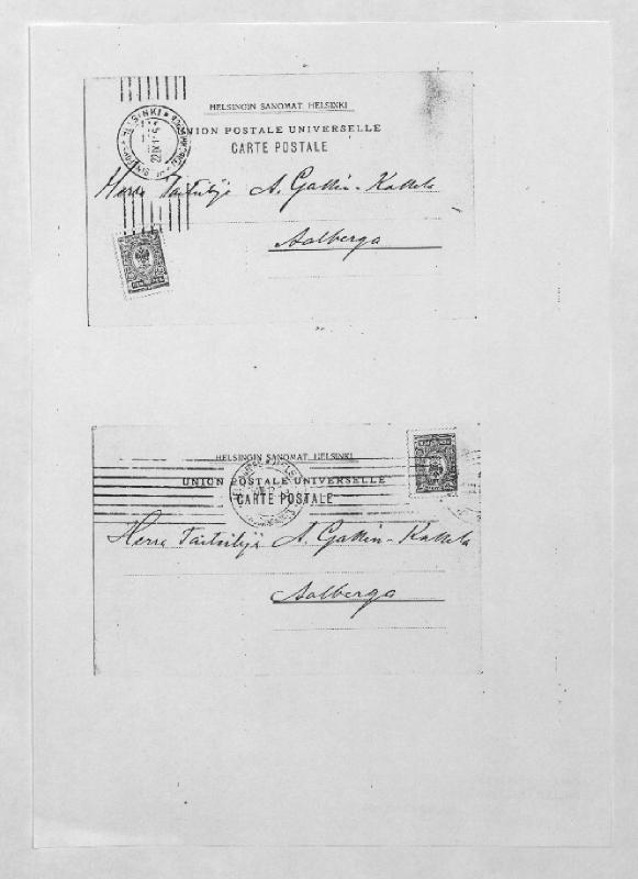 Esikatselukuva: Gallen-Kallela, Akseli
	
		Gallen-Kallela, Akseli (Leppävaara): T: 22.9.1911 ja 17.8.1912 (valokopiot).