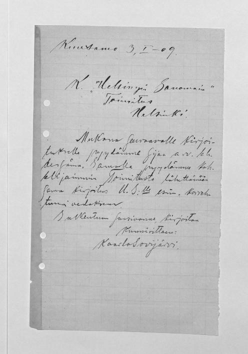 Esikatselukuva:&nbsp;Sovijärvi, Kaarlo
	
		Sovijärvi, Kaarlo (Kuusamo): S: 3.1.1909.