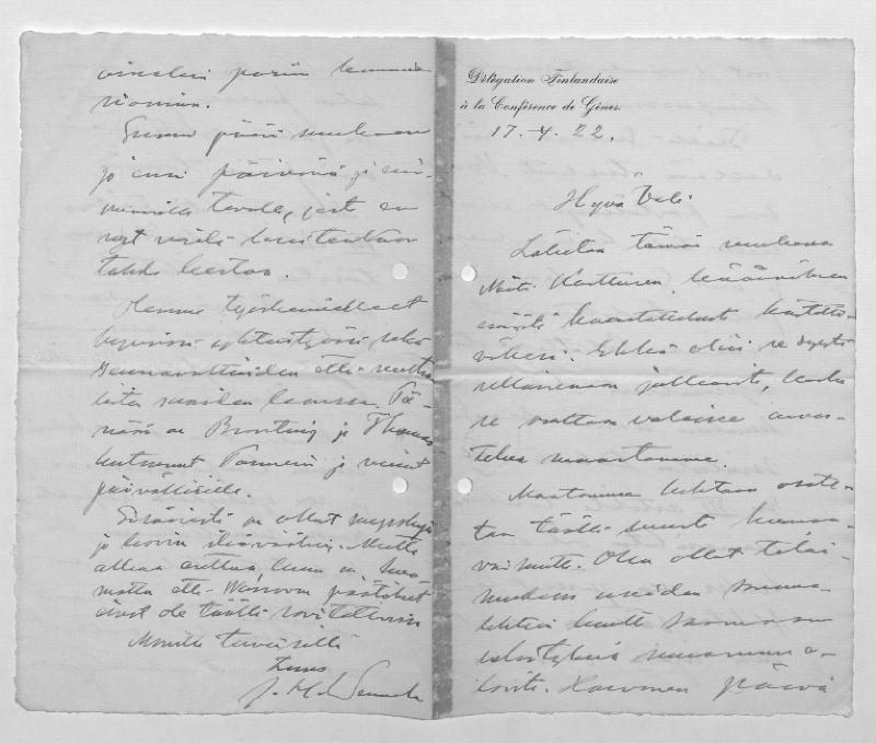 Esikatselukuva: Vennola, J. H.
	
		Vennola, Juho Heikki (Genève): S: 17.4.1922.