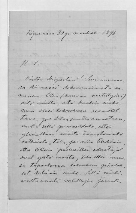 Esikatselukuva: Lyly, J.A. 
	
		Lyly, J.A. (Viipuri): S: 30.3.1896, 27.4.1898 ja 16.5.1903 (Berliini) sekä yksi kirjeen osa.