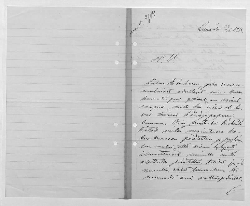 Esikatselukuva: Svinhufvud, P.E. 
	
		Svinhufvud, P.E. (Luumäki): S: 29.12.1913, 29.1., 30.1. ja 18.2.1914 sekä 16.5.1916. (Kolivan) T:...