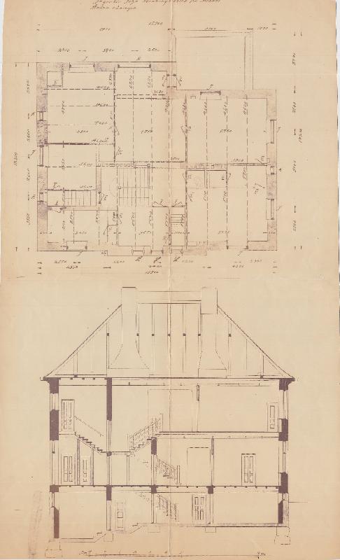 Esikatselukuva:&nbsp;Risto Rytin tie 5, entinen Brändöntie 45, leikkaus- ja pohjapiirustus