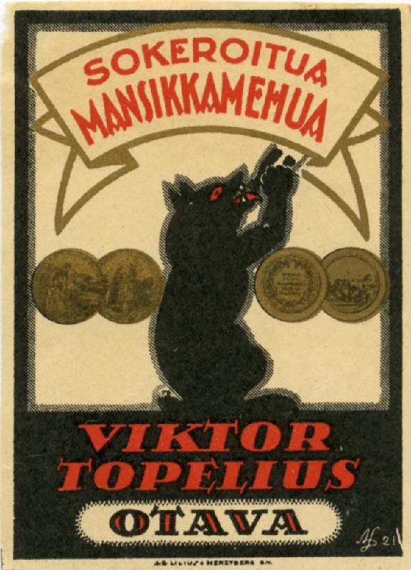 Thumbnail: Sokeroitua Mansikkamehua -etiketti
