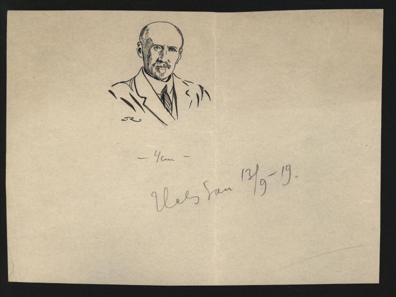 Thumbnail: HS 14.9.1919 Arthur Travers-Borgström
	
		Piirroksen päiväys 13.9.1919. Arthur Travers-Borgström 60 vuotta. Suomenruotsalainen liikemies, j...