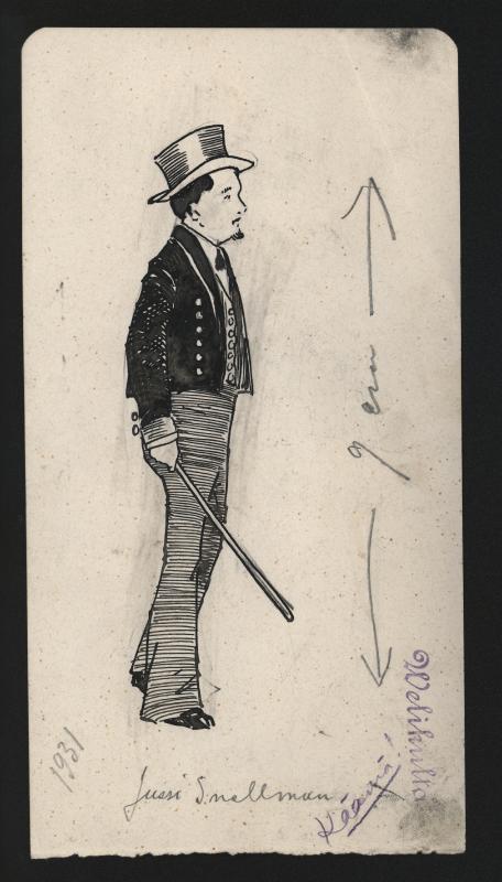 Esikatselukuva:&nbsp;Velikulta 29.4.1915, "Jussi Snellman"
	
		1 arkki, jonka toisella puolella Lindfors, toisella Jussi Snellman. Ei päiväystä, mutta julkaisup...