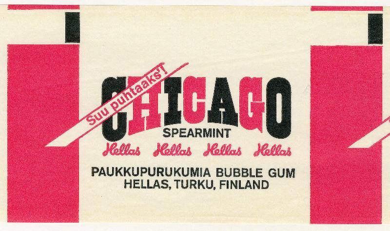 Esikatselukuva: Chicago -purukumin käärepaperi
	
		Suu puhtaaksi. Paukkupurukumi. Hellas suklaatehdas Turku