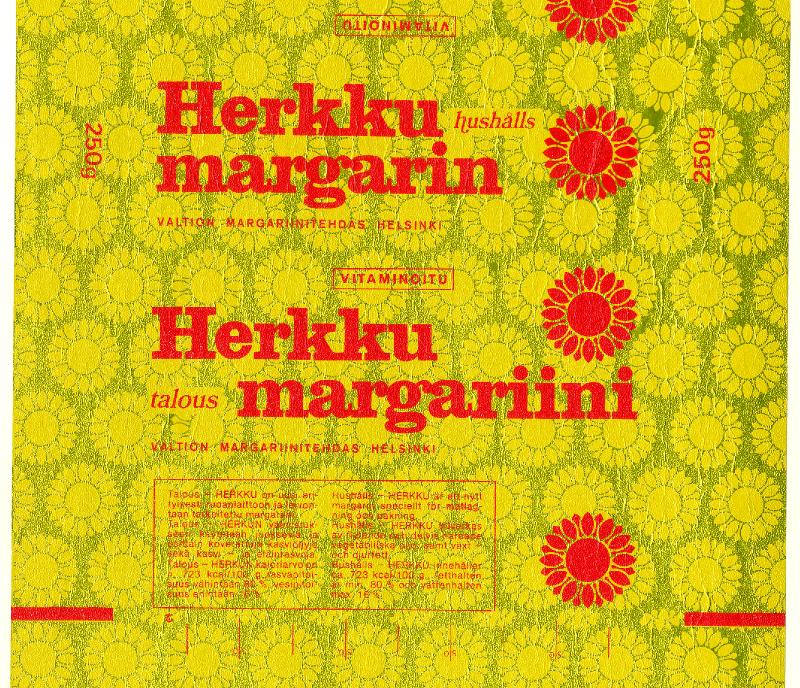 Esikatselukuva: Herkku -talousmargariinin käärepaperi
	
		250g. Valtion margariinitehdas Helsinki