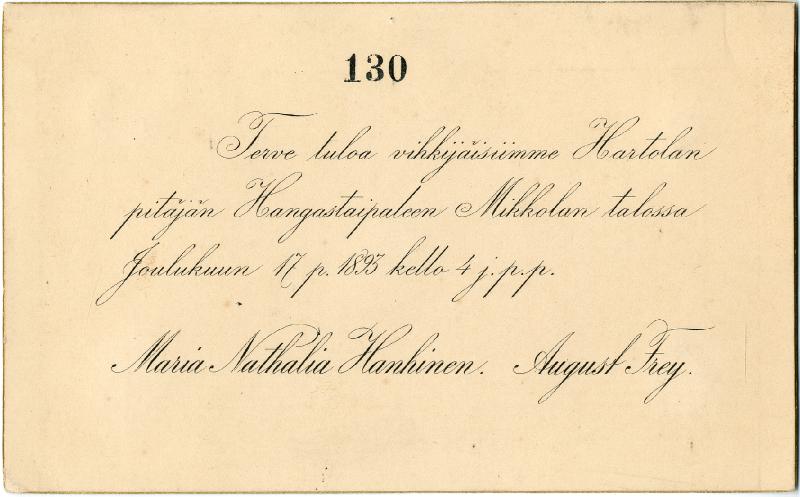 Esikatselukuva: Kutsukortti häihin
	
		Vuodelta 1893