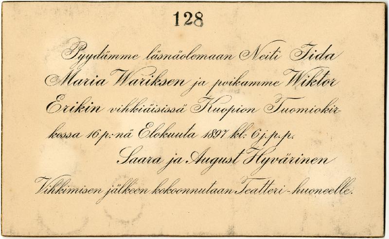 Esikatselukuva: Kutsukortti häihin
	
		Vuodelta 1897