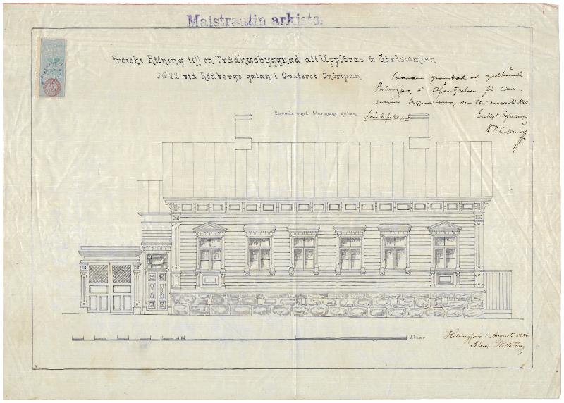 Esikatselukuva: Punavuorenkatu 22, julkisivupiirustus