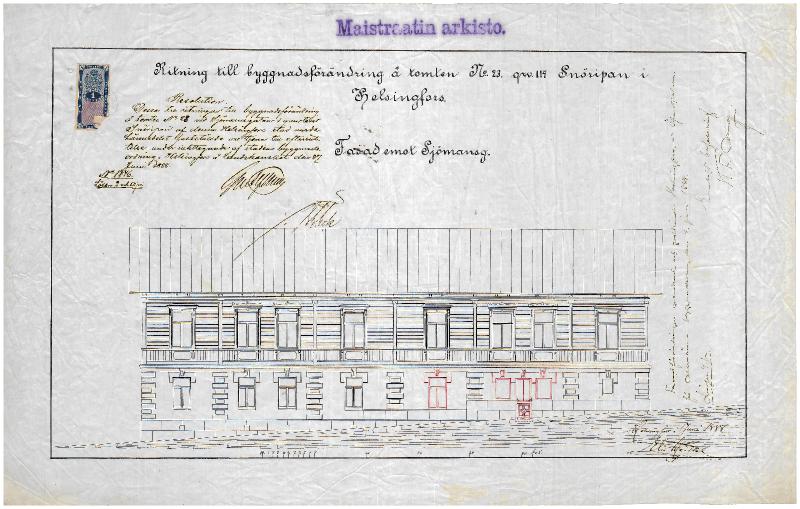 Esikatselukuva: Merimiehenkatu 37, julkisivupiirustus