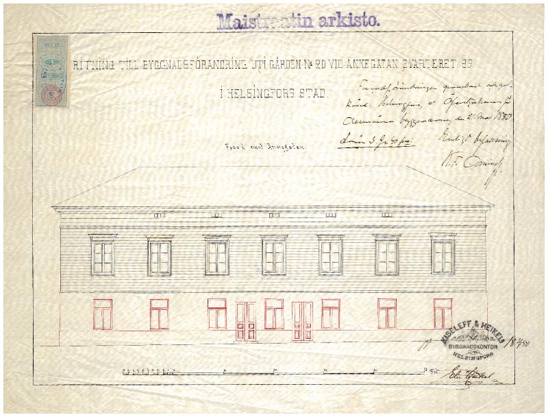 Esikatselukuva:&nbsp;Annankatu 8, julkisivupiirustus