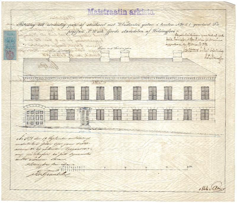 Esikatselukuva: Kalevankatu 20, julkisivupiirustus