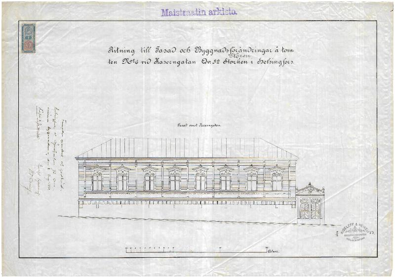 Esikatselukuva: Kasarmikatu 40, julkisivupiirustus