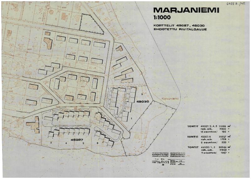 Esikatselukuva: Marjaniemi, korttelit No 45027 ja 45030, ehdotettu rivitaloalue