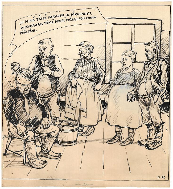 Esikatselukuva:&nbsp;Päivän piirtoja HS:lle (12.11.1933). Nro 341
	
		Päivän piirtoja HS:lle (12.11.1933). Nro 341

Kuvateksti:
"Jyränköläisille on tullut hyvä...