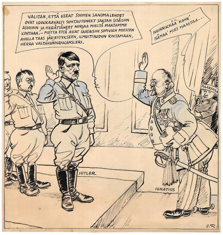 Esikatselukuva: Päivän piirtoja HS:lle (12.1.1934), nro 397, Hannes Ignatius ja Adolf Hitler
	
		Päivän piirtoja HS:lle (12.1.1934), nro 397. Hannes Ignatius ja Adolf Hitler.

Kuvateksti: &quo...
