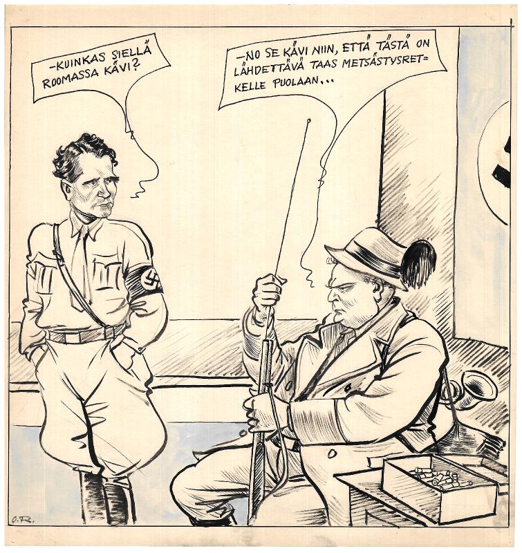 Esikatselukuva:&nbsp;Päivän piirtoja HS:lle (22.1.1937) nro. 1203
	
		Päivän piirtoja HS:lle (22.1.1937) nro. 1203
Hermann Göring, Benito Mussolini, Saksa, Italia, Pu...