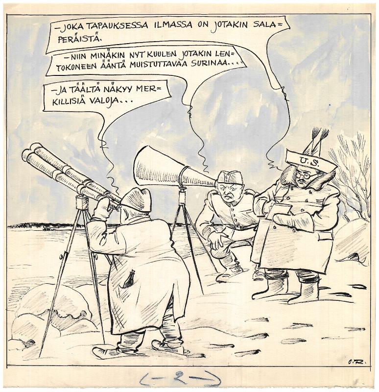 Esikatselukuva:&nbsp;Päivän piirtoja HS:lle (9.1.1938) 3163
	
		Päivän piirtoja HS:lle (9.1.1938) 3163
"kummituslentokoneet"

Kuvateksti:
"Pää...