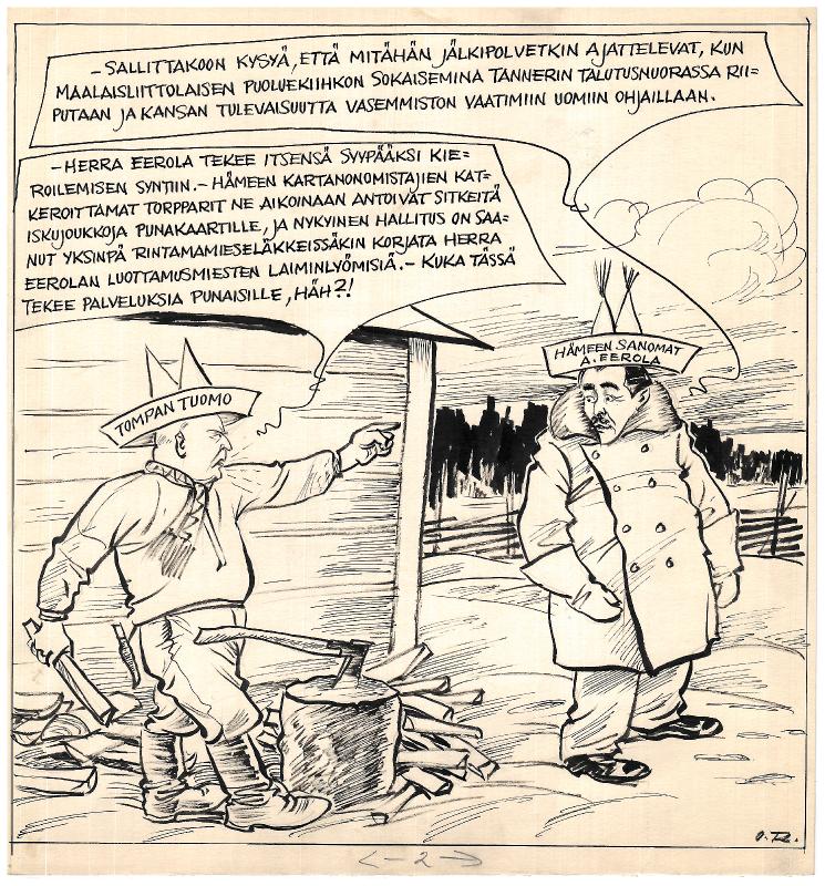Esikatselukuva: Päivän piirtoja HS:lle (8.1.1939) 3422, Tompan Tuomo ja A. Eerola
	
		Päivän piirtoja HS:lle (8.1.1939) 3422. Tompan Tuomo (Urho Kittilä) ja Albert Eerola.

Kuvateks...