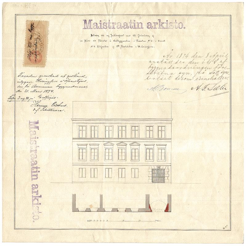Esikatselukuva: Aleksanterinkatu 16, julkisivupiirustus
