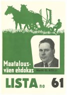 Esikatselukuva: Maatalousväen ehdokas Martti O. Kölli