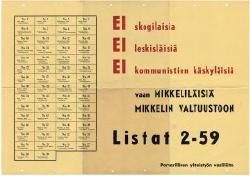 ???resource.thumbnail???: Ei skogilaisia ei leskisläisiä ei kommunistien käskyläisiä vaan mikkeliläisiä Mikkelin valtuustoon.