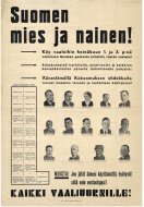 Esikatselukuva: Suomen mies ja nainen! käy vaaleihin heinäkuun 1. Ja 3. P:nä valkoisen suomen puolesta punaista vaaraa vastaan! Eduskuntatyö harkitulle, asialliselle ja kaikkien kansankerrosten parasta tarkoittavalle pohjalle!