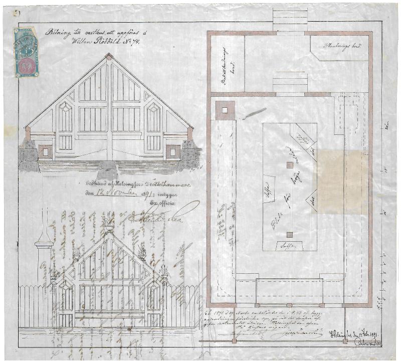 Esikatselukuva:&nbsp;Kasvihuone (Villan Röddäld No 74) (piirustuksen etupuoli)