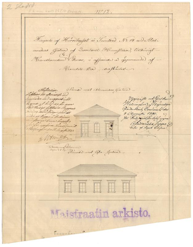 Esikatselukuva: Aleksanterinkatu 11, julkisivupiirustus