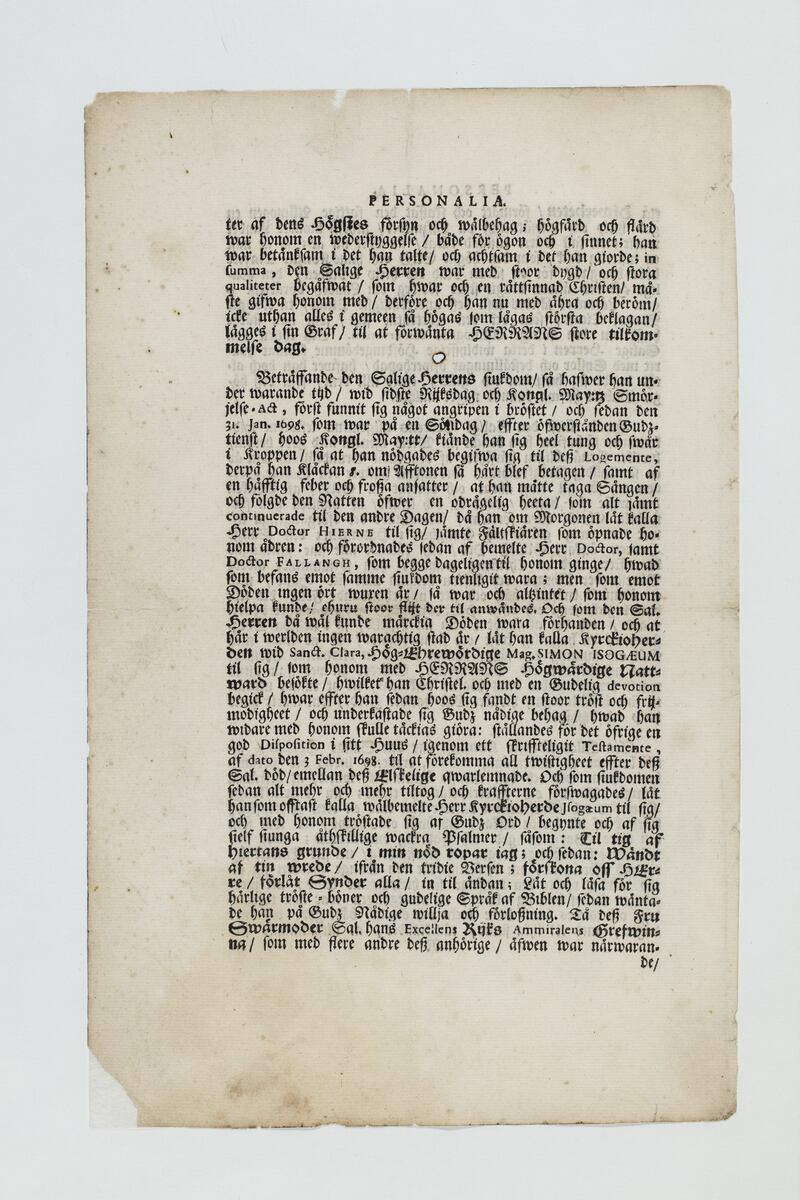 Esikatselukuva: Likpredikan över Lorentz Creutz den yngre, ...
	
		Likpredikan över Lorentz Creutz den yngre, hållen av Johannes Gezelius 1698.