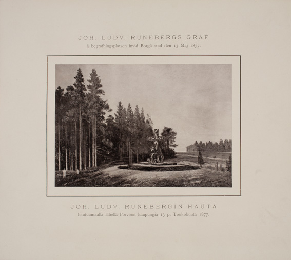 ???resource.thumbnail???: Runebergs grav med kors 13 maj 1877.
	
		Runebergs grav med kors 13 maj 1877. Fototypi av en målning av J. Knutson framställd av G.L. Söde...