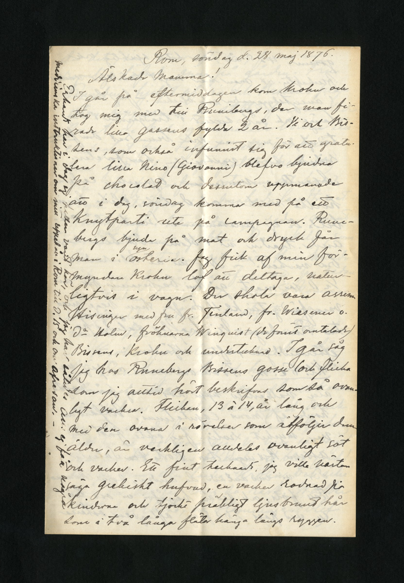 ???resource.thumbnail???: Rom, söndag d. 28 maj 1876.
	
		Albert Edelfelts brev från Rom till Alexandra Edelfelt, skrivet den 28 maj 1876, 4 sidor.