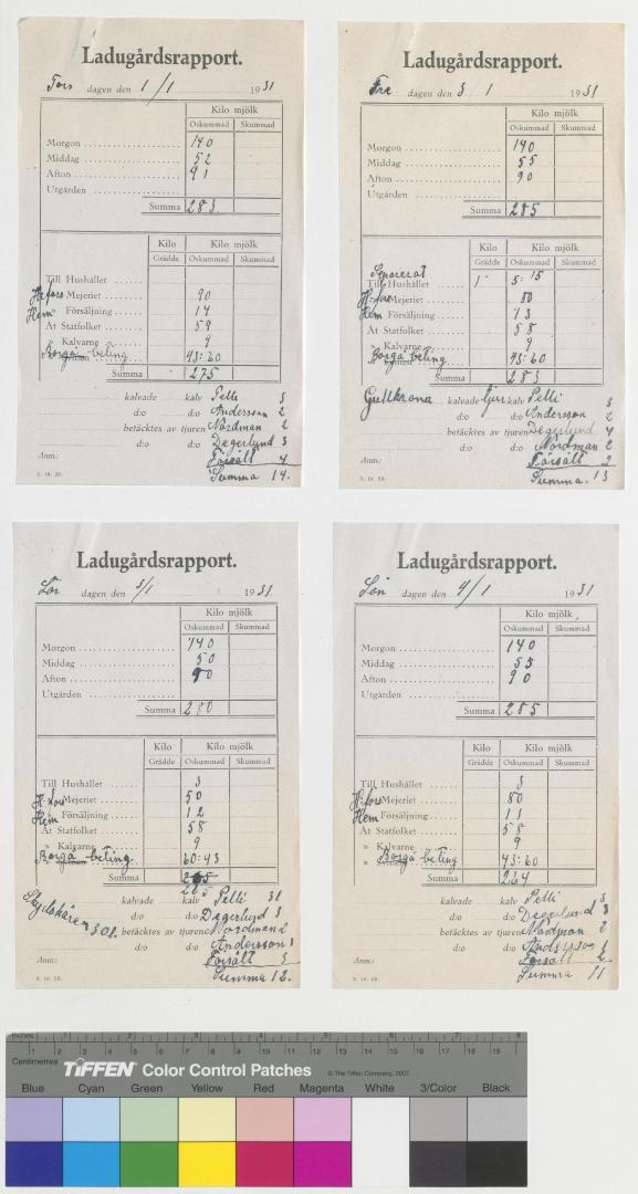 Esikatselukuva: Ladugårdsrapporter vid Stensböle gård 1931