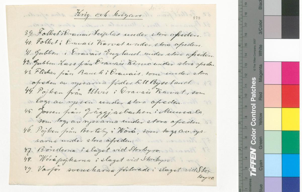 ???resource.thumbnail???: Historiska sägner och lokaltraditioner upptecknade i Oravais socken
	
		Krig och krigare:
39. Folket i Oravais Seiplax under stora ofreden
40. Folket i Oravais Karvat ...