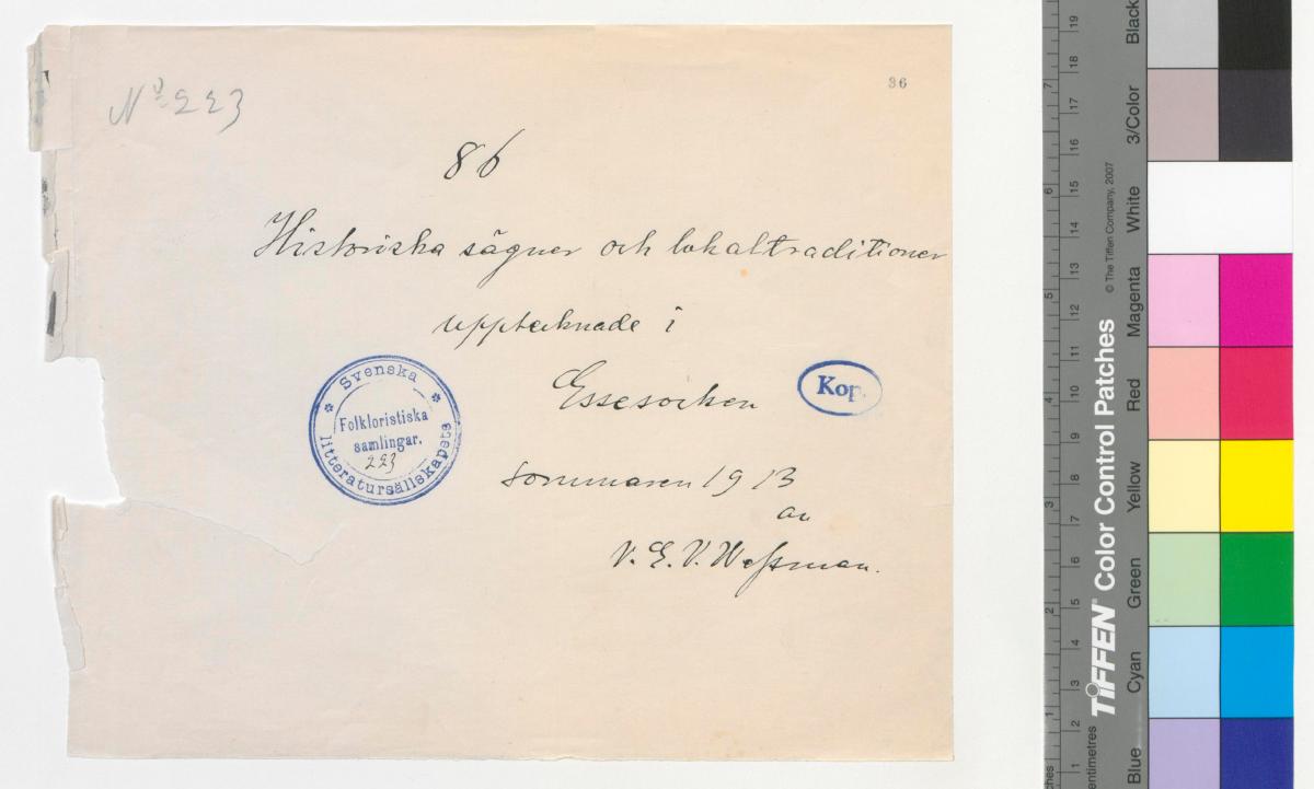 ???resource.thumbnail???: Historiska sägner och lokaltraditioner upptecknade i Esse: Berättelser om kyrkor, begravningsplatser och kyrkklockor