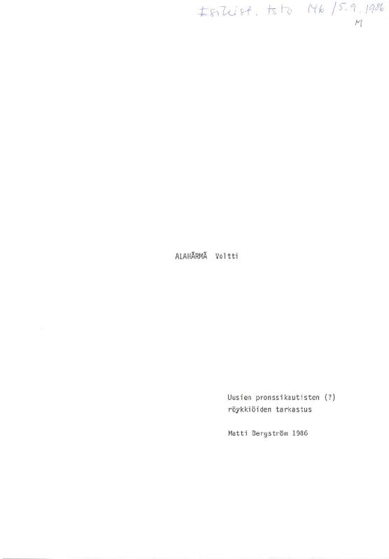 Esikatselukuva:&nbsp;Alahärmä, Voltti. Uusien pronssikautisten (?) röykkiöiden tarkastus (Huom. digitoimaton karttaliite)